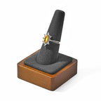 Single Finger Wood Ring Display Stand Wooden Ring Holder Microfiber Jewelry Display Stand for Showcase (Gray) - color: Grey