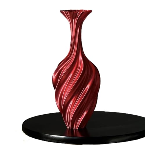 Twisted Abstract Ceramic Vase, Modern Nordic Minimalist Light Luxury Home Decor, Artistic Floor Vase & Flower Centerpiece, 9.84 Inch (Red) - color: Red