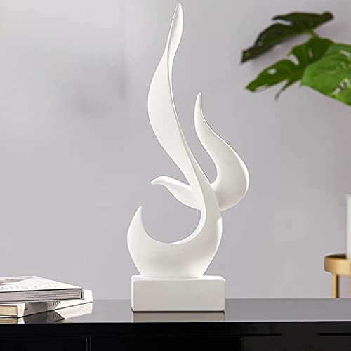 Resin Art Statue Minimalist Figurines Abstract Sculpture Desk Table Sculpture Ornaments for Home Bedroom Living Room Garden Office - White