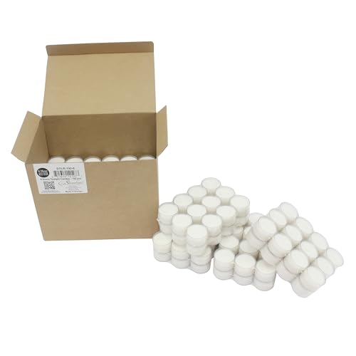 Stonebriar 96 Count White Unscented Smokeless Long Burning Clear Cup Tea Light Candles with 6 to 7 Hour Burn Time