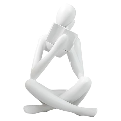 Gold Reading Women Statue, Thinker Sculptures, Abstract Art Ornament, Modern Aesthetic Figurine Decoration, Suitable for Home Living Room Bedroom Office Shelf Table Desk Bookshelf Decor (White Right) - color: White Right, size: Large