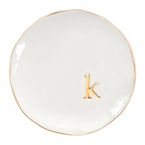 COLLECTIVE HOME - Ceramic Jewelry Tray, Decorative Trinket Dish for Rings Earrings Necklaces Bracelet Watch Keys, Birthday Mother's Day Christmas Gift for Women, 4.75", Glossy (k) - color: K