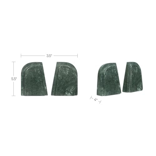 Torsten Bookend, Rectangular, Green Marble, Sculptural Bookend Pair - Set of 2
