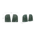 Torsten Bookend, Rectangular, Green Marble, Sculptural Bookend Pair - Set of 2