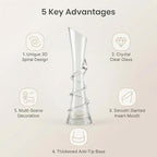 9.7 Inch Spiral Glass Vase with Angled Neck Handblown Minimalist Bud Vase for Modern Home Table Decor