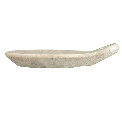 Creative Co-Op Hand-Carved Marble Dish with Handle, Beige - color: Beige, size: 7.5" x 6"
