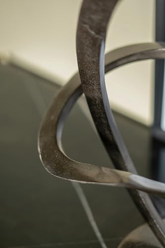 14.5” x 16.5” Black Metal Curved Abstract Art Sculpture with Round Base, Modern Art Deco Home Accent Sculpture, Centerpiece for Tabletop, Mantel, Bookshelf, Countertop, Office, Living Room