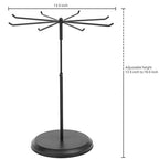 MyGift Black Metal Rotating Necklace and Bracelet Organizer Jewelry Stand with 8 Hooks and Adjustable Height, Multipurpose Accessory Keychain Holder Display Rack for Retail