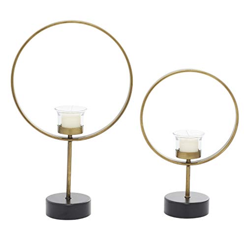 Deco 79 Metal Decorative Candle Holder Circular Votive Candle Stand, Set of 2 Candlestick Holder 15", 11"H, Gold - color: Gold, size: 15", 11"H