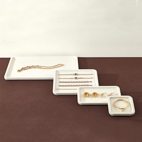 Microfiber Jewelry Display Flat Tray for Rings Earrings Necklace Bracelet, Jewelry Photograph Display Catchall Organizer Tray Dish(XS,Beige) - color: Beige, size: 10 * 10 * 1.5cm