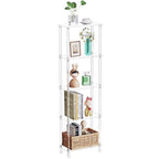 Clear Acrylic Narrow Side Table for Small Spaces, 15.75" L x 7.87" W x 50.7" H, 5 Tier Rectangle Slim End Table Nightstand, Small Mini Skinny Bedside Table for Bedroom, Bathroom, Living Room - size: 5 Tier 1-Pack