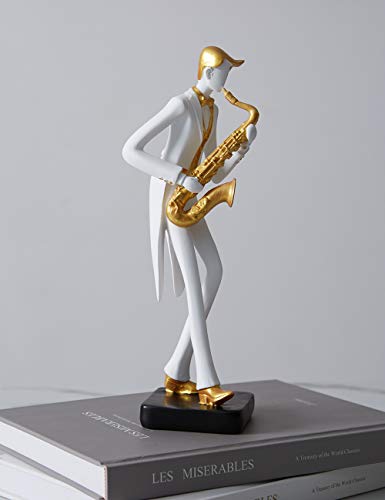 HAUCOZE Music Decor Musician Statue Saxophone Sculpture Figurine Music Lovers Gift for Studio Living Room Office 10 Inch