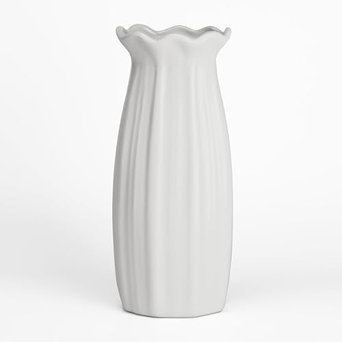 White Ceramic Vase 7 inch Small Vase Can be Used as Bedroom Study Living Room Dining Table Home Decoration Suitable for Wedding Flower Arrangement Design Bohemian Style (HPBY-03) - color: Hpby-03