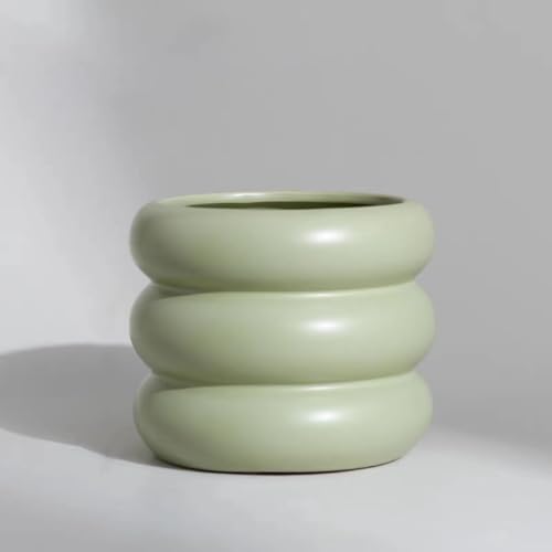 Ceramic Plant Pot Indoor, 4.5 Inch Flower Pot with Drainage Hole, Small Bubble Design Ceramic Planter for Home & Office Decor (Green) - color: S-green, size: 4.7inch