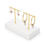 2 Slot PU Leather T-bar Earrings Jewelry Stand Holder Earring Display Rack (White) - size: 6.3" x 3.15" x 4.13"