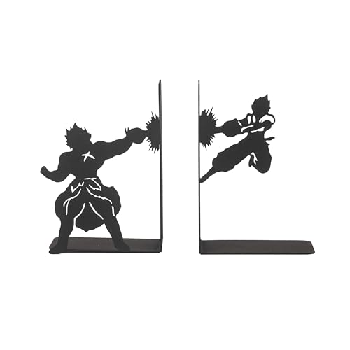 Anime Battle Scene Metal Bookends, Superhero Heroes Book Ends for Kids, MangaThemed Book Holders, Dragon Fighters Anime Heros Bookends Gift for Kids, Animation Heroes Book Stand