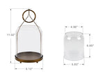 6" Wide Modern Hurricane Candle Holder with Handmade Scandinavian Glass Sleeve in Antique Brass for Pillar Candle & Plants, Hurricane Lantern Industrial, Minimalistic, Shabby Chic (1, Brass, 6"x10")