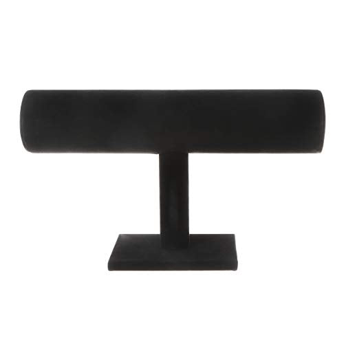 TENINYU Hovering T-Bar Bracelet Necklace Earring Bangle Pendants Anklet Tower Watch Key Jewelry Display Stand Home Organization for Women & Men (Black Velvet) - color: Black
