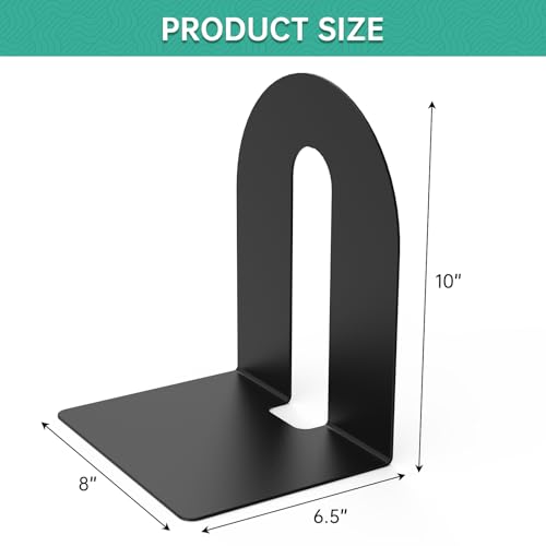 Heavy Duty 10" Bookends, 2 Pair Black Heavy Duty Bookends, Bookend Stopper for Heavy Books, for Office, Bookshelves, Binders & Books - size: 4Pcs