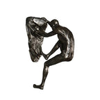 Climbing Man Wall Sculpture – Resin Decor Figure, Modern Art Accent, Black Home Ornament | Unique 3D Hanging Statue Piece, Artistic Abstract Wall Decoration Setup Living Room Bedroom Workplace Design - size: Trumpet Hands Climbing, style: Silver