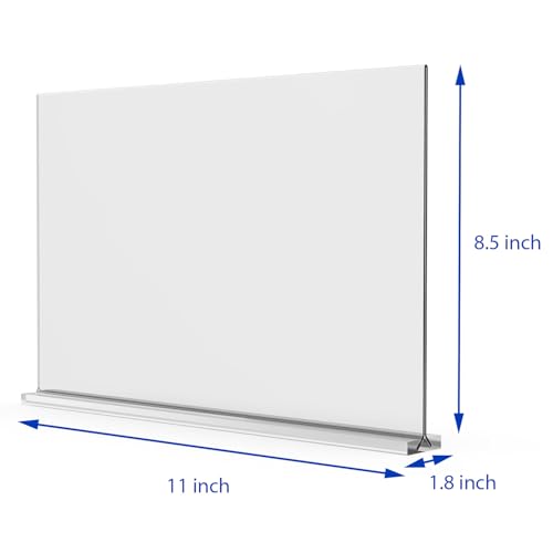 newnewshow Acrylic Sign Holder 11x8.5 Inch 3 Pack Horizontal T Shape Double-Sided Desktop Display Holder. (Optional 8.5x11 8.5x5.5 5x7 Horizontal and Vertical) - size: 11x8.5 3pack