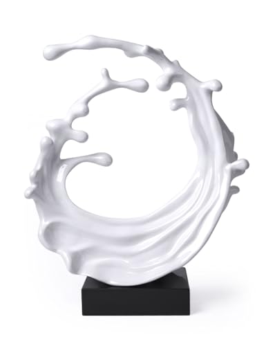 Abstract Sculpture Decor Modern Art Gift Sea Wave Figurine Table Centerpiece Statue for Living Room Bedroom Office White 16.5 Inch - color: White