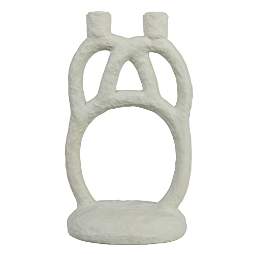 Bloomingville Modern Sculptural Double, Ivory Taper Candle Holder