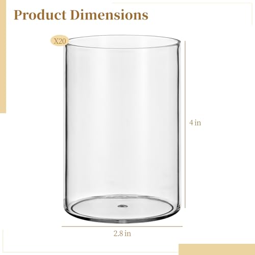 Cylinder Vases for Centerpieces, Pack of 20 Centerpiece Vase for Table, 2.8 x 4 in Small Vase for Floral Arrangements, Table Decor for Weddings, Anniversaries, Parties