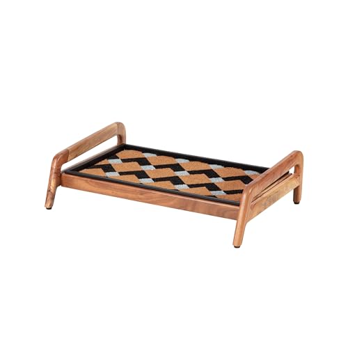Anji Mountain Heavy Duty Waterproof Wooden Shoe Storage Mat Organizer/Boot Storage Tray Multi Use for Entryway with Coir, Tan and Ivory Insert, 1 Tier, Fits 2 Pair (26.5" Wide) - color: Tan and Ivory, size: 1 Tier, Fits 2 Pair