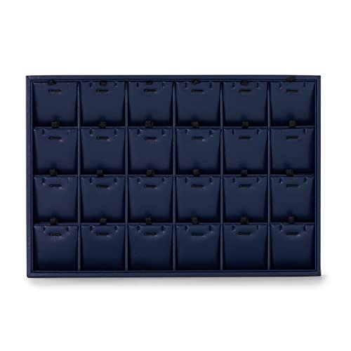 Oirlv Stackable 24 Gird Necklace Organizer Tray with Removable Jewelry Cards Necklace Pendant Jewelry Drawer Organizer - color: Blue, size: 24 Grid Tray with Inserts