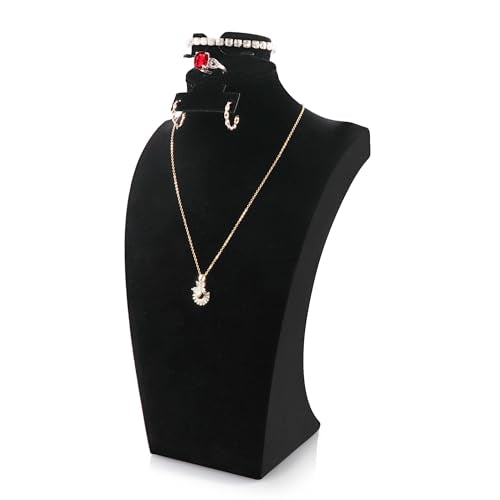 Homeanda Necklace Display Bust, Velvet Necklace Bust Display Stands for Vendors, Bust Jewelry Display Stand for Necklace, Bracelets, Earrings, Rings (Black-11.8"x6.7") - color: Black, size: 11.8"x6.7"