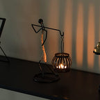 Wire Figure Candle Holder Decorative Modern Tea Light Lantern Tabletop Centerpiece Candle Stand, Back Carry - color: Back Carry