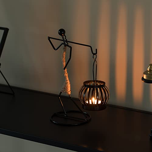 Wire Figure Candle Holder Decorative Modern Tea Light Lantern Tabletop Centerpiece Candle Stand, Back Carry - color: Back Carry