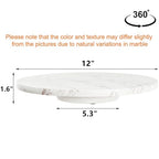 DEAYOU Marble Lazy Susan, Natural Marble Round Tray Turntable Cake Stand, 12" Lazy Susan Cheese Board with Silent Rotating for Serving, Table Display, Cupcake, White, Revolving Cake Leveler Spinner