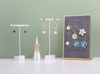 GemeShou Metal 2pcs Earring T Stand Silver Retail Display Holder for Show, White T Bar Jewelry for Online Store Photography 【Silver-Hexagon Base 2pcs Height 4.5" and 5.3"】 - color: C1/Silver Hexagon Base 2pcs Height 4.5" and 5.3"