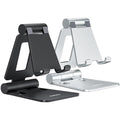 Nulaxy 2 Pack Fully Aluminum Dual Folding Cell Phone Stand, Adjustable Foldable Desktop Phone Holder for Desk Compatible with iPhone 17 16 15 14 13 12 11 Pro Max Xs Xr X 8, All Phones, Black & Silver - color: A-Black & Silver