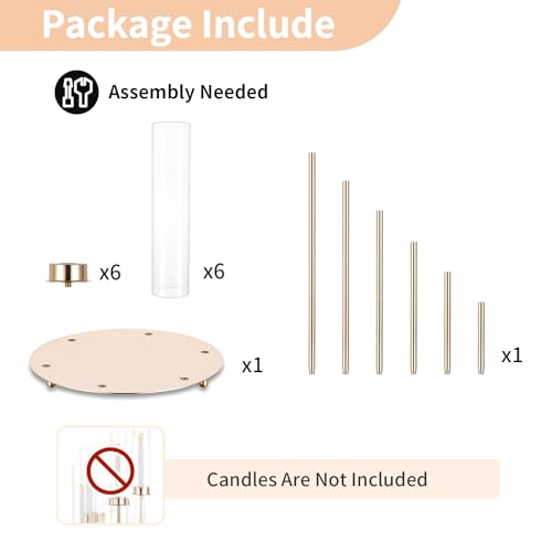 NUPTIO Hurricane Glass Candle Holders: 6 Arms Gold Metal Candlestick Candelabra with Removable Clear Cylinder Sleeve 24 inch Tall Candelabras Large Taper Holder for Outdoor Wedding Table Centerpiece - size: 1 Pc