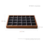 Oirlv 24 Grid Wood Jewelry Tray Microfiber Interior Jewelry Drawer Organizer Showcase Display Box Ring Earrings Holder(Grey) - color: Grey 24 grid tray
