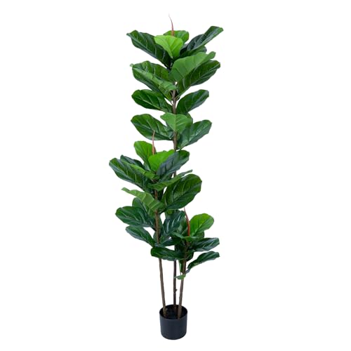 YEPDIN Artificial Fiddle Leaf Fig Tree 5FT Faux Fiddle Leaves Fig Tree Artificial Plants in Pot for Indoor Outdoor Fake Tree Plants - style: 5 FT