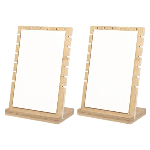 Necklace Jewelry Display Stand with Leather Soft Mat Bamboo Jewelry Stand Holder Organizer Jewelry Hanger Display for Necklaces - color: White