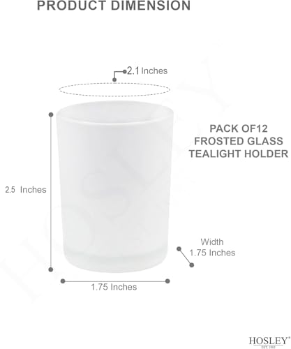 Hosley's Set of 12 Frosted White Glass Votive/Tea Light Holder. Ideal for Use with Tea Lights for Weddings, Parties, Aromatherapy, Votive Candle Gardens. Bulk Buy - color: Frost White, size: 12 count