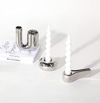 Silver Candlestick Holders, Decorative Taper Candle Holder Set Decor for Table Centerpiece Fireplace, Modern Silver Candle Holders Set, Aesthetic Ceramic Candle Stick Holder