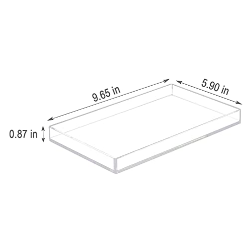 Bigfety Acrylic Bathroom Tray for Counter, Handmade Clear Trays Sturdy Organizer for Cup, Sponge, Soap, Plant (Medium, Clear) - size: 9.7" x 5.9" x 0.9"
