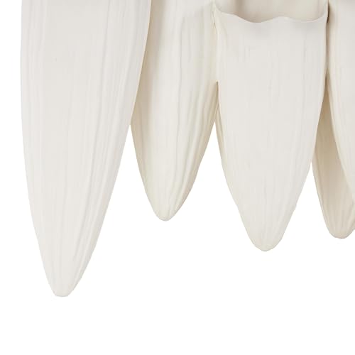 Deco 79 Ceramic Abstract Floral Inspired Vase with Linear Grooves and 10 Openings, 14" x 5" x 11", White - color: White, size: 14" x 5" x 11"