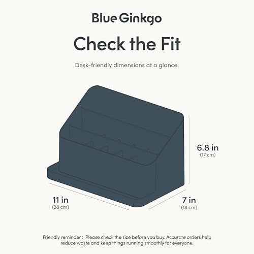 BLUE GINKGO Desk Organizer – Korean-Made Office Storage for Pens, Notes, Mail, and Supplies (Prussian Blue) - color: PRUSSIAN BLUE, size: ORGANIZER