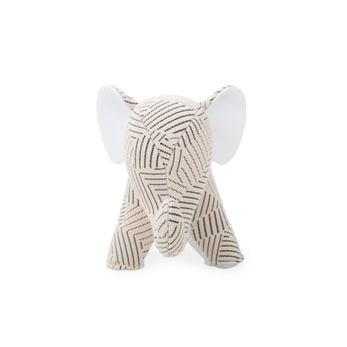 Zuny Artist Edition Elephant Abby Bookend, K Razzle Dazzle Design, Ecofriendly Handmade Leather Single Book End, Modern Scandinavian Decorative Figurine for Bookshelf Desk, White Ivory, 11.8x5.3x6.9 - color: Elephant Abby K-razzle Dazzle