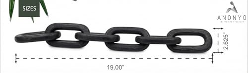 Boho Wooden Link Decor for Coffee Object for Coffee Table & Shelf Knot Sculpture, Farmhouse Rustic Shelf Natural Wood Chain Links for Living Room, Entryway, Console,Office Home Accent (Black Stain) - color: Black Stain