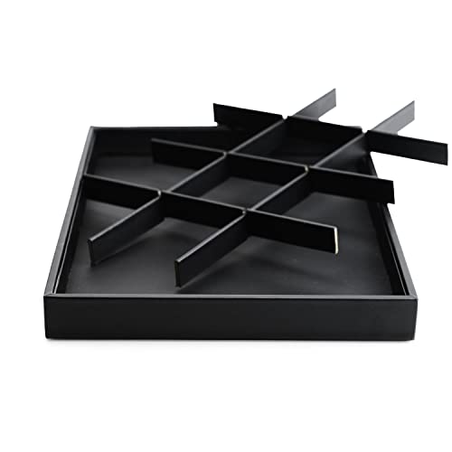 Black PU Leather Jewelry Display Flat Tray Ring Necklace Watch Organizer Display Tray (1 grid) - style: 12 Grids