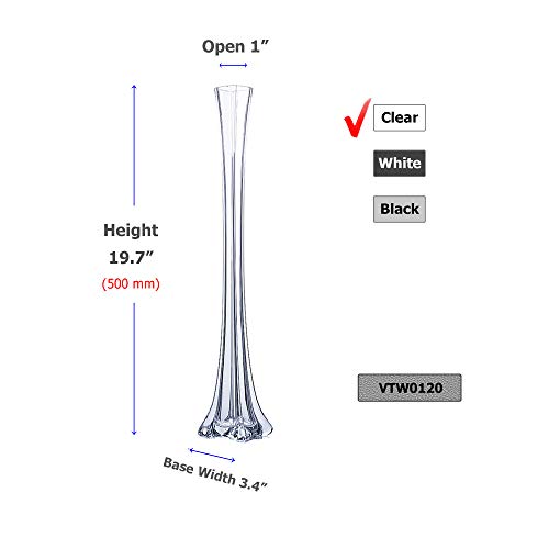 WGV Eiffel Tower Vase Bulk, Open 1", Height 20", (Multiple Sizes Choices) Clear Glass Floral Container with Sturdy Base, Flower Centerpiece for Wedding Event Home Decor, Arts Crafts, 12 Pieces - color: Clear (1 Case), size: 20"H
