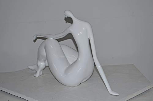 NIFAO Modern Art White Woman Beach Resin Statue – Abstract Coastal Sculpture, Contemporary Home Décor, 28" L x 8" W x 16" H